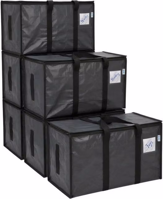 Harbour Housewares Large Heavy Duty Moving Bags, 90L, Pack of 6, Black