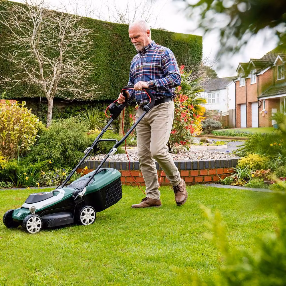 Webb Supreme WEER33RR Electric Rotary Lawnmower with Rear Roller, 33cm Cutting Width, 1200W Motor and 30L Collection Bag, Green – 9