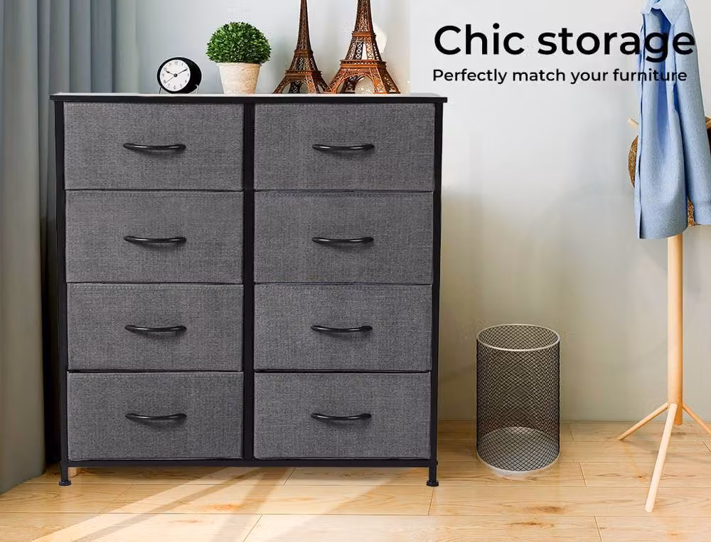 Levede 8 Drawer Fabric Chest of Drawers in Grey – 2