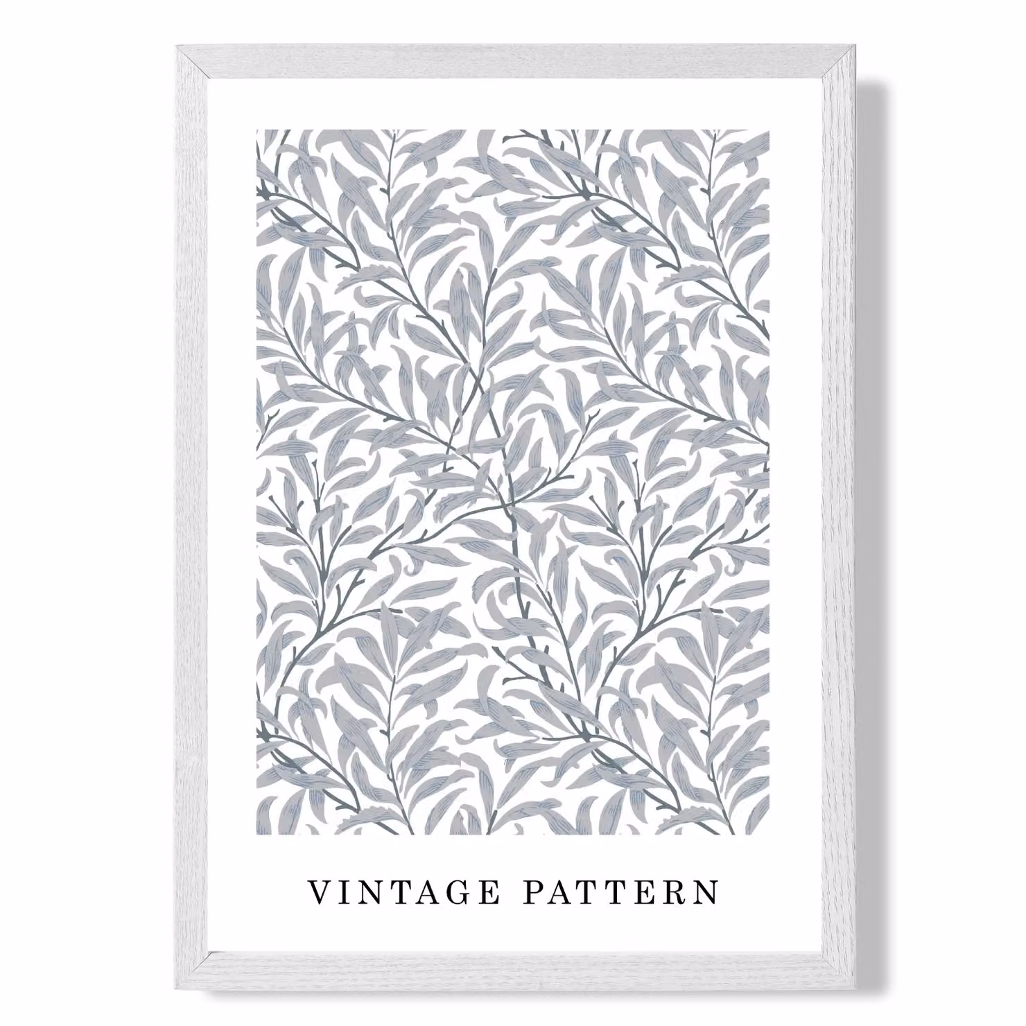 ARTZE Vintage William Morris Grey Willow Floral Art Print with White Frame, A2 Size – 2