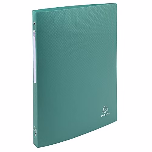 Exacompta A4 Flexible Binder with OPAK Label, 4 Round Rings, Dark Green, W: 32 cm, D: 25 cm, H: 2 cm – 1