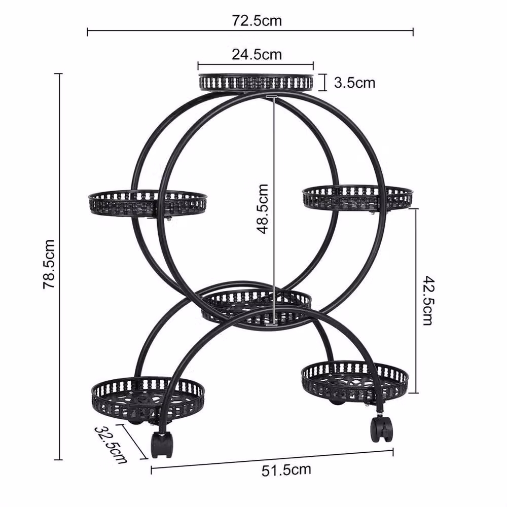 EONLION Tall Metal 6 Pot Flower Shelf Stand Planter in Matt Black – 2