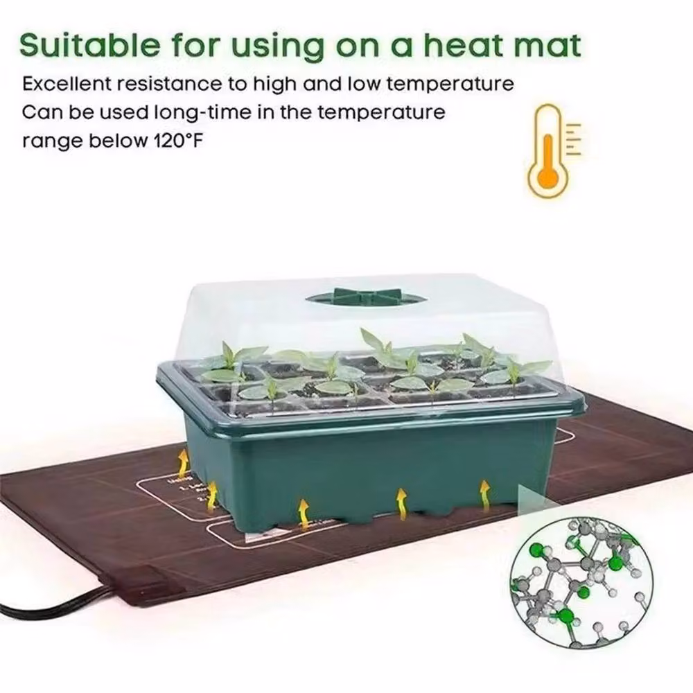FLAVORA 10 Pack Green Transparent Plastic Seed Starter Planter Trays – 3