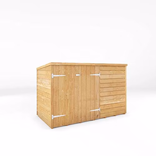 Mercia Brown Wooden Overlap Pent Bike Store with Double Doors, W/D/H: 195.2 x 98.1 x 122.4 cm – 1