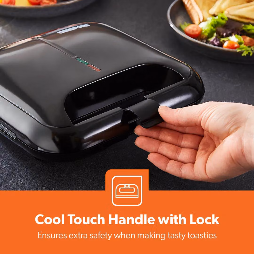 Geepas 2 Slice Sandwich Toaster with Non-Stick Plates and Cable Storage, 750W, Black – 5