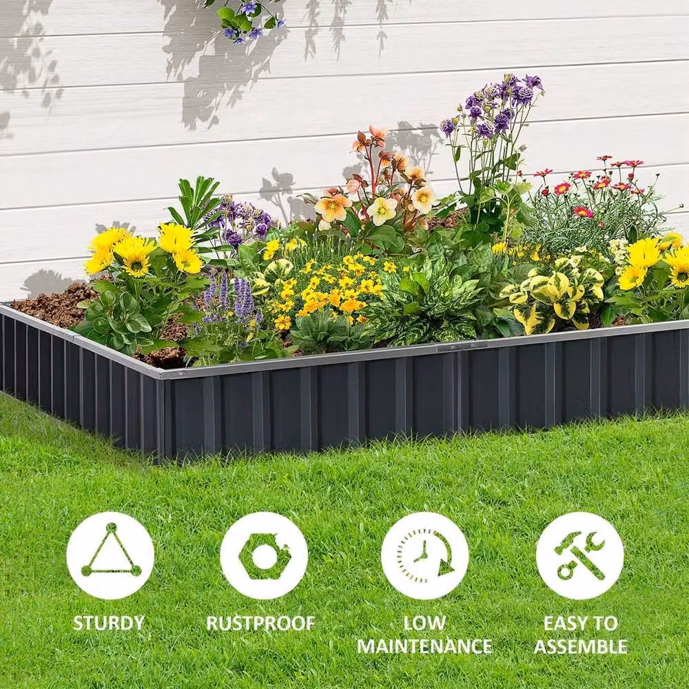 NESTLUNE Metal Raised Garden Bed in Grey, W/D/H: 90 x 90 x 30 cm – 3