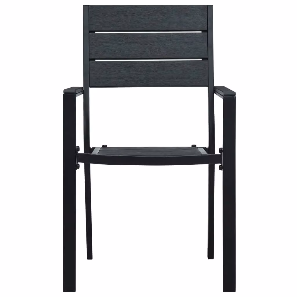 Berkfield Home Set of 4 Modern Black Wood Look Garden Chairs in HDPE and Steel – 3