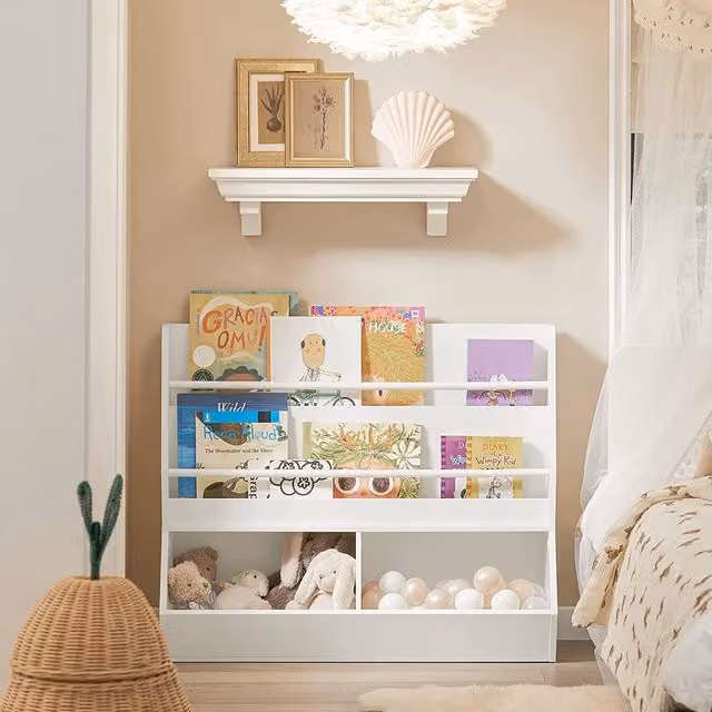 SoBuy Childrens Toy Storage Organizer and Bookcase in White