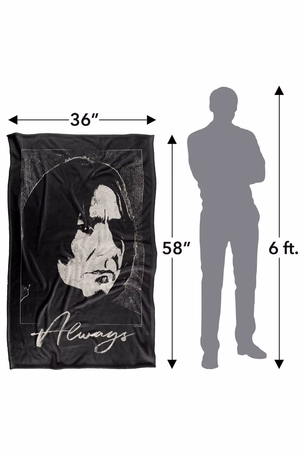 Warner Bros. Harry Potter Severus Snape Always Valentine Silky Touch Super Soft Fluffy Polyester Blanket in Black and Multicolour, Size: Large – 3