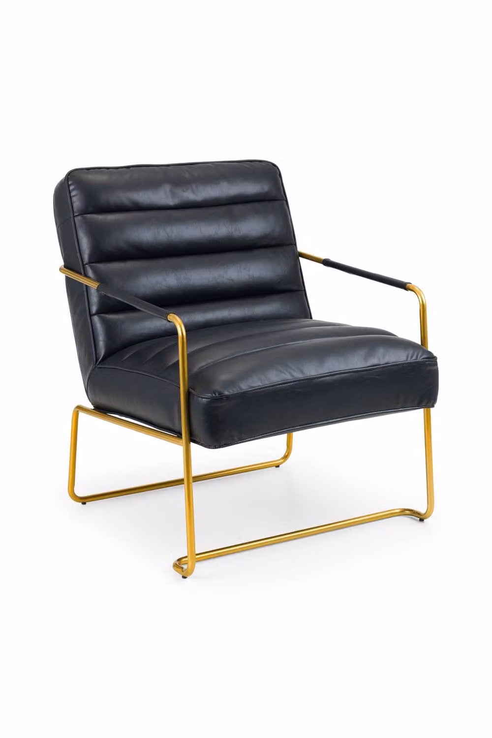 Julian Bowen Giorgio Black Faux Leather Accent Chair with Gold Metal Frame – 2