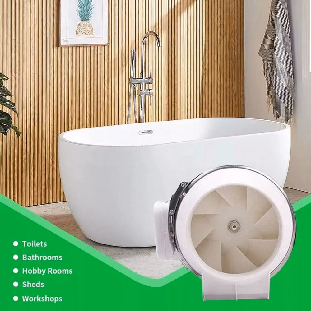 FLAVORA White 100 mm Inline Duct Extractor Fan for Bathrooms – 2