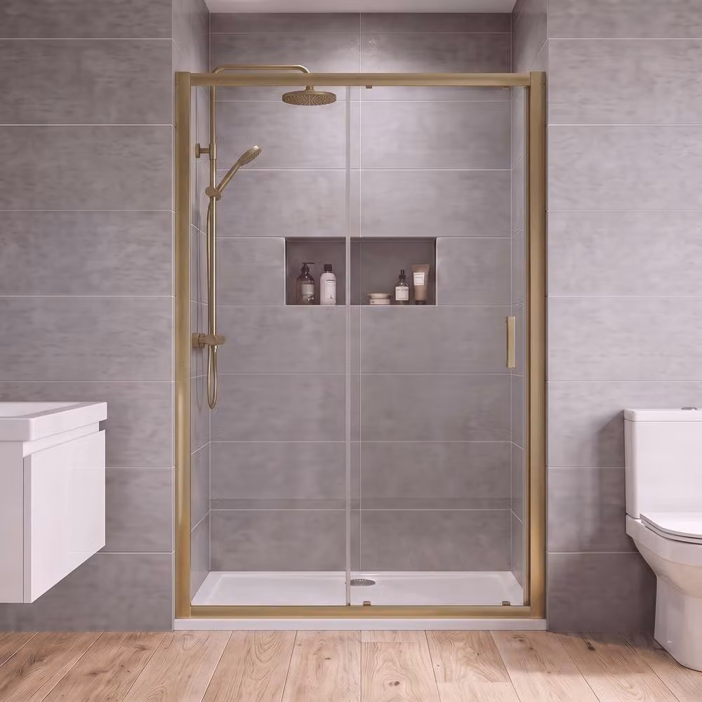 Balterley Rectangular Sliding Shower Door in Silver or Gold, W: 150 cm, H: 190 cm – 2