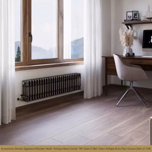 UK Radiators Alpha 4 Column Horizontal Traditional Cast-Iron Style Radiator in Raw Metal Silver, W: 116.4 cm, H: 30 cm – 3