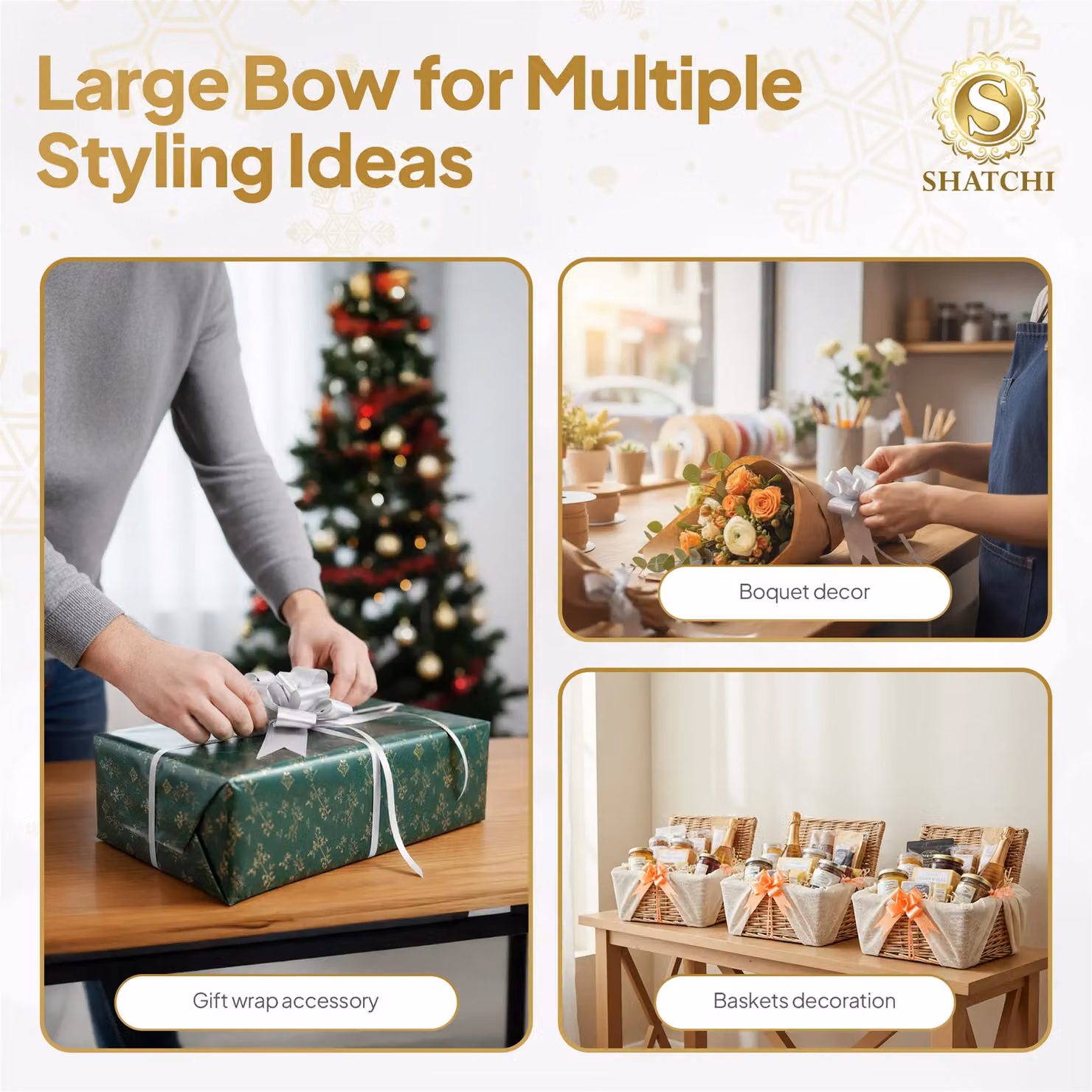 Shatchi Silver Pull Bows for Gift Wrapping and Decorations, 20 Pack, Width: 3 cm – 4