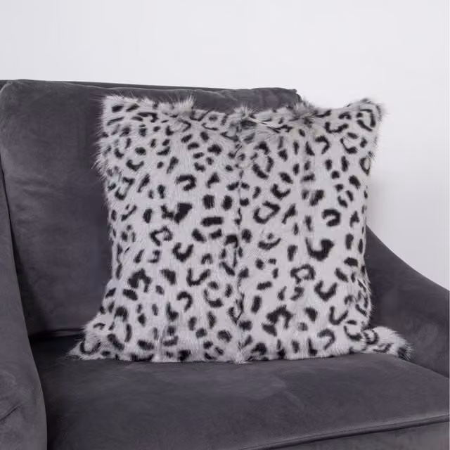 Native Natural Grey Lambskin Square Cushion, W: 45 cm