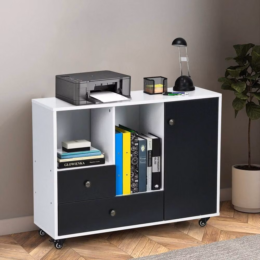 Havendro 2-Drawer Mobile File Cabinet and Rolling Printer Stand with Castors – 3