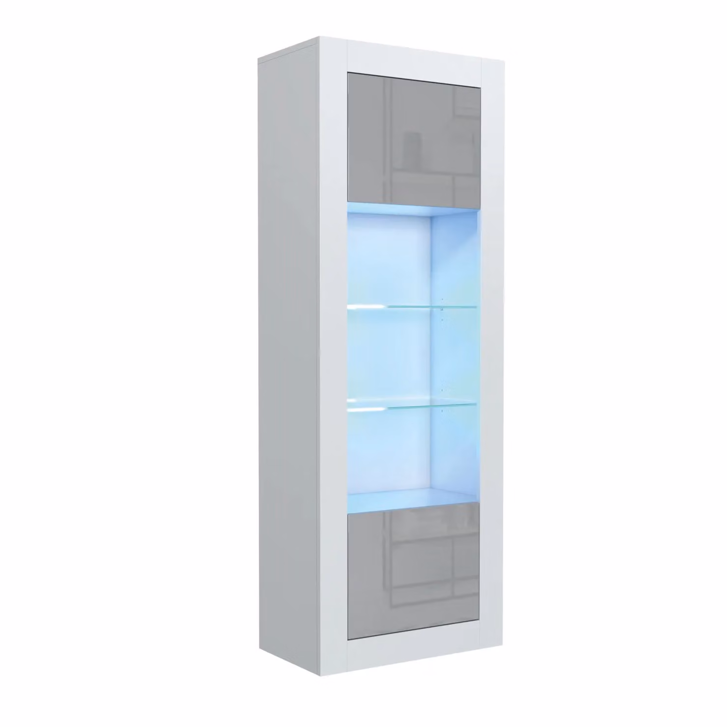Creative Furniture Illume Display Cabinet in Grey with LED Lighting and Glass Doors, H 170 x W 63 x D 35 cm – 3