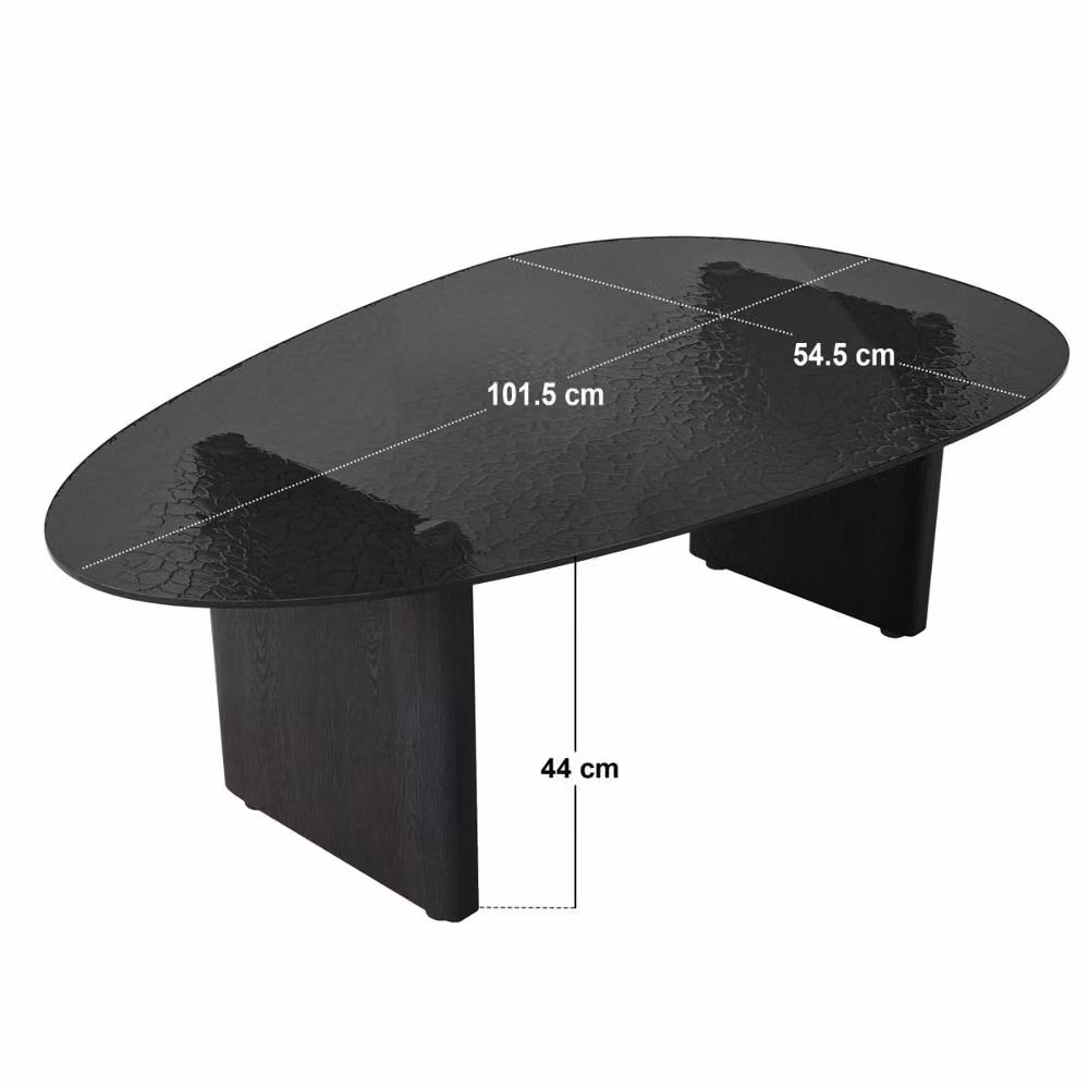 Solace+Co Emil Oval Black Glass Coffee Table – 3