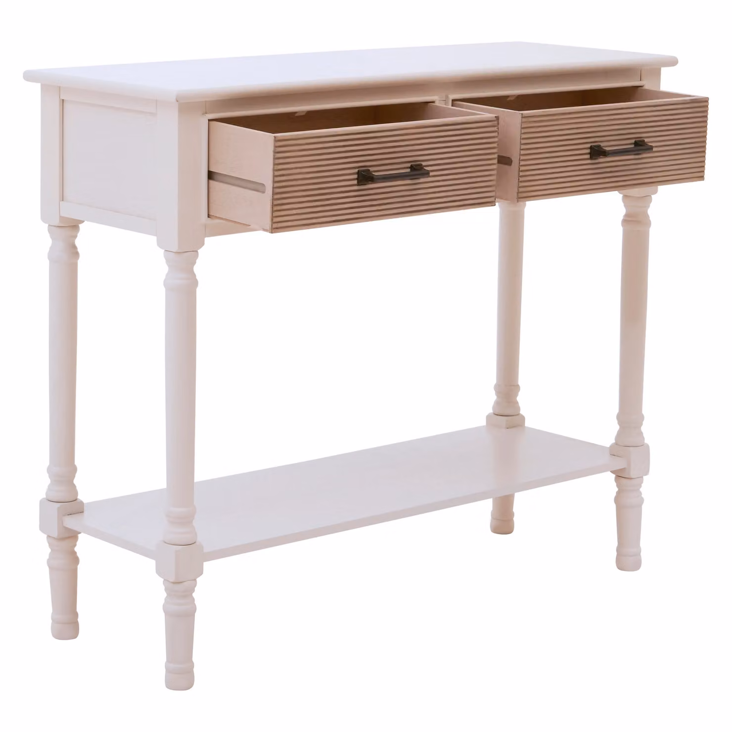 Orsina Two Drawer Pine Wood Console Table in Natural, W/D/H: 91 x 35 x 75 cm – 2