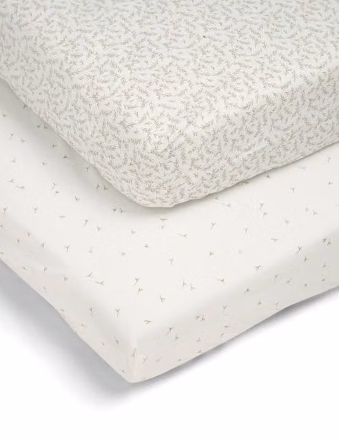 Mamas & Papas Welcome To The World Floral Cotton Cotbed Fitted Sheet, Multicolour