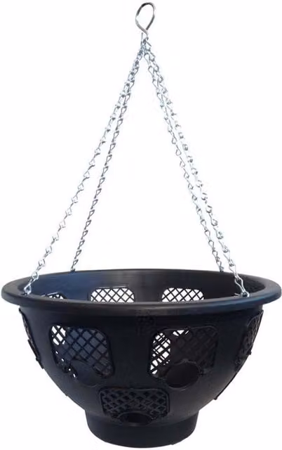 Garden Pride Easy-fill Plastic Hanging Basket, Black, Diameter: 35.56 cm