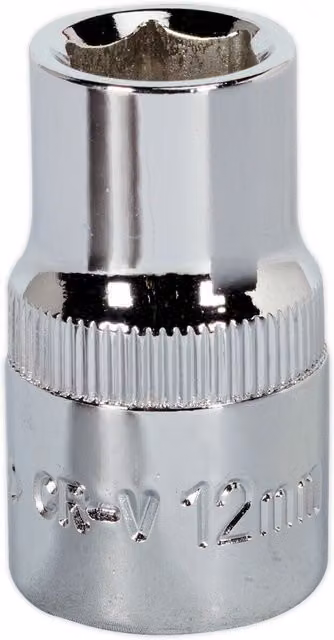 Loops 12mm Forged Steel Drive Socket 1/2 inch Square Drive in Silver Chrome Vanadium – 1