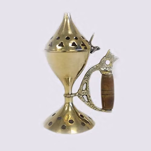 KDMD Gold Cone Incense Burner with Handle, Height: 10.5 cm
