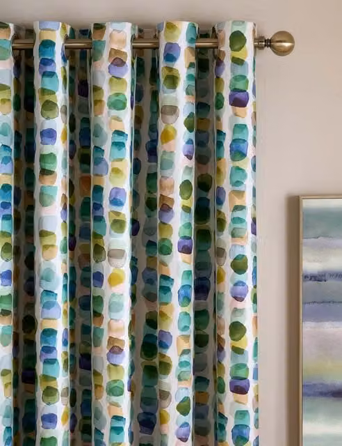 Bluebellgrey Tobermory Multicolour Cotton Rich Eyelet Curtains, H: 183 cm x W: 168 cm