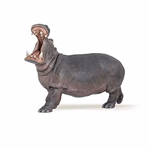 Papo Wild Life Collection Realistic Hippopotamus Figurine, Grey and Multicolour