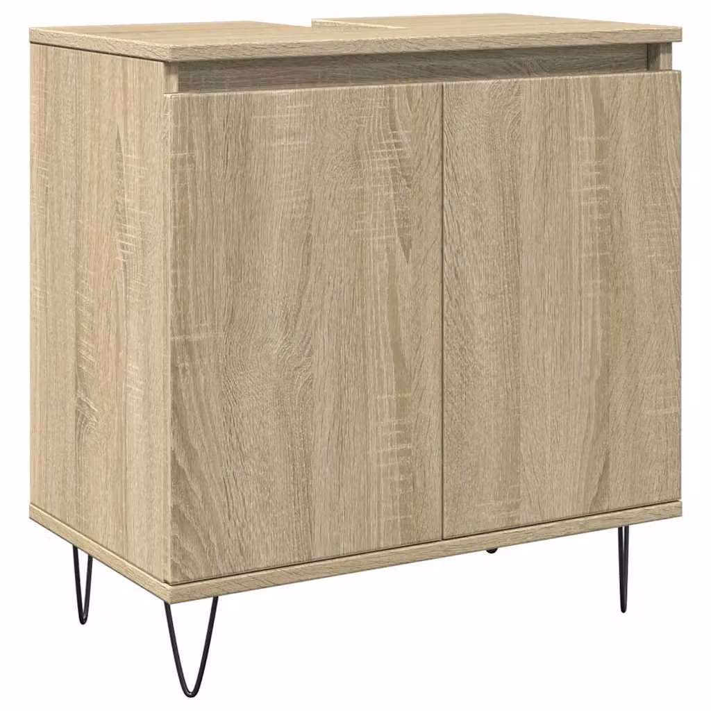 Berkfield Home 3 Piece Industrial Bathroom Furniture Set in Sonoma Oak and Brown – 2