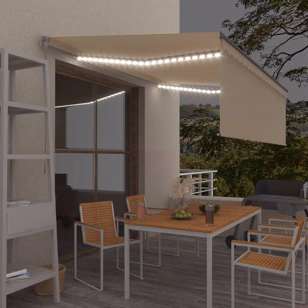 Berkfield Home Manual Retractable Awning with Blind and LED, Cream, W: 400 cm, D: 300 cm – 2