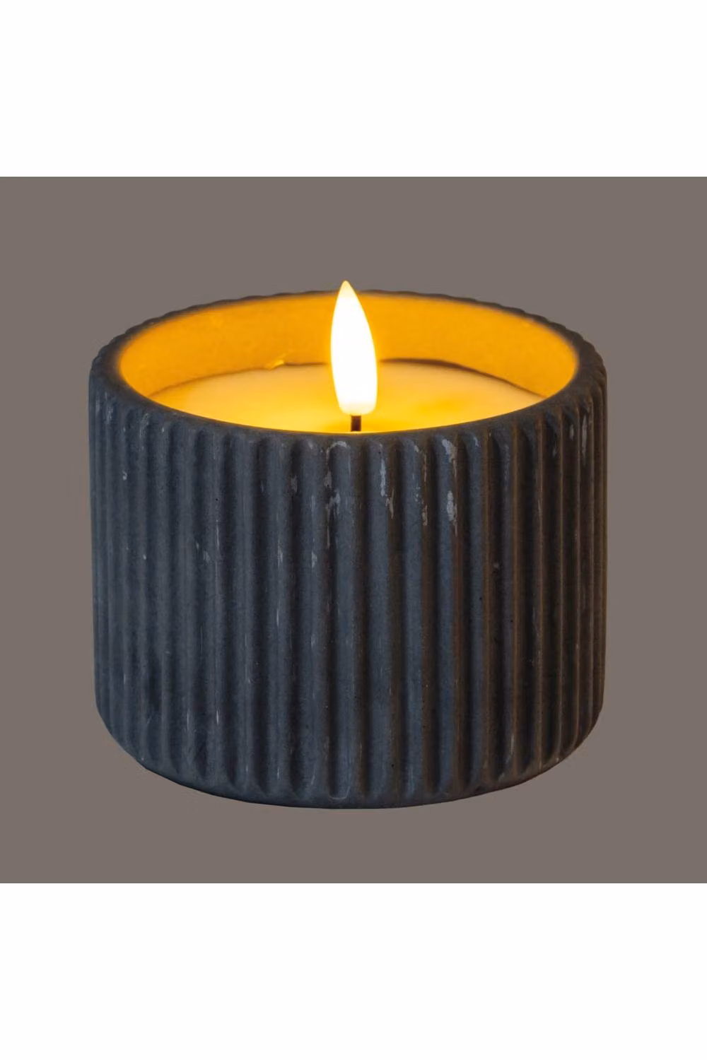 KDMD Luxe Collection Grey Ribbed Medium LED Pillar Candle with Timer – 2