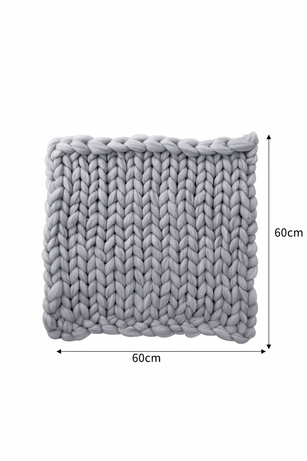 Living and Home Grey Chunky Knitted Throw Blanket, W/D/H: 60 x 60 x 60 cm – 3