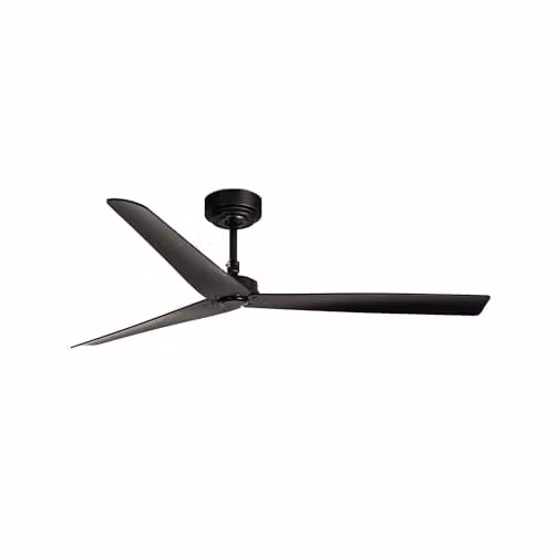 Netlighting Milos Dark Ceiling Fan in Black with Wood Blades and Remote Control, Diameter: 132 cm – 1