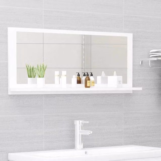 Berkfield Home White Bathroom Mirror, W: 90 cm, D: 10.5 cm, H: 37 cm