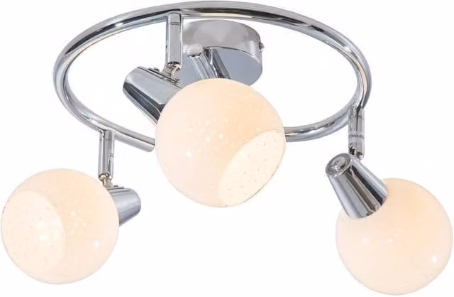 Netlighting Doxy Ceiling Spotlight Cluster with White Glass Shades in Chrome and Grey, 3x E14 Warm White LED – 1