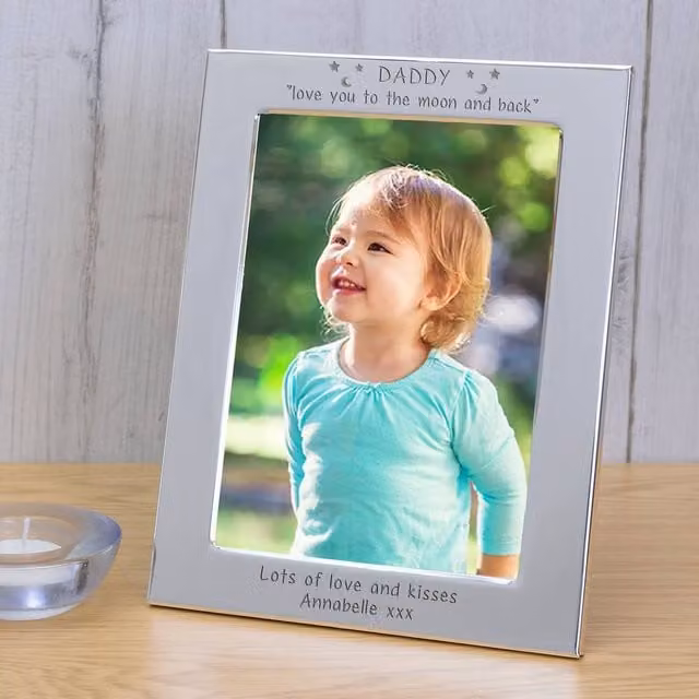 Uniqueful Men's Personalised Silver Plated Rectangular Tabletop Photo Frame, W/H: 21.5 x 16.5 cm