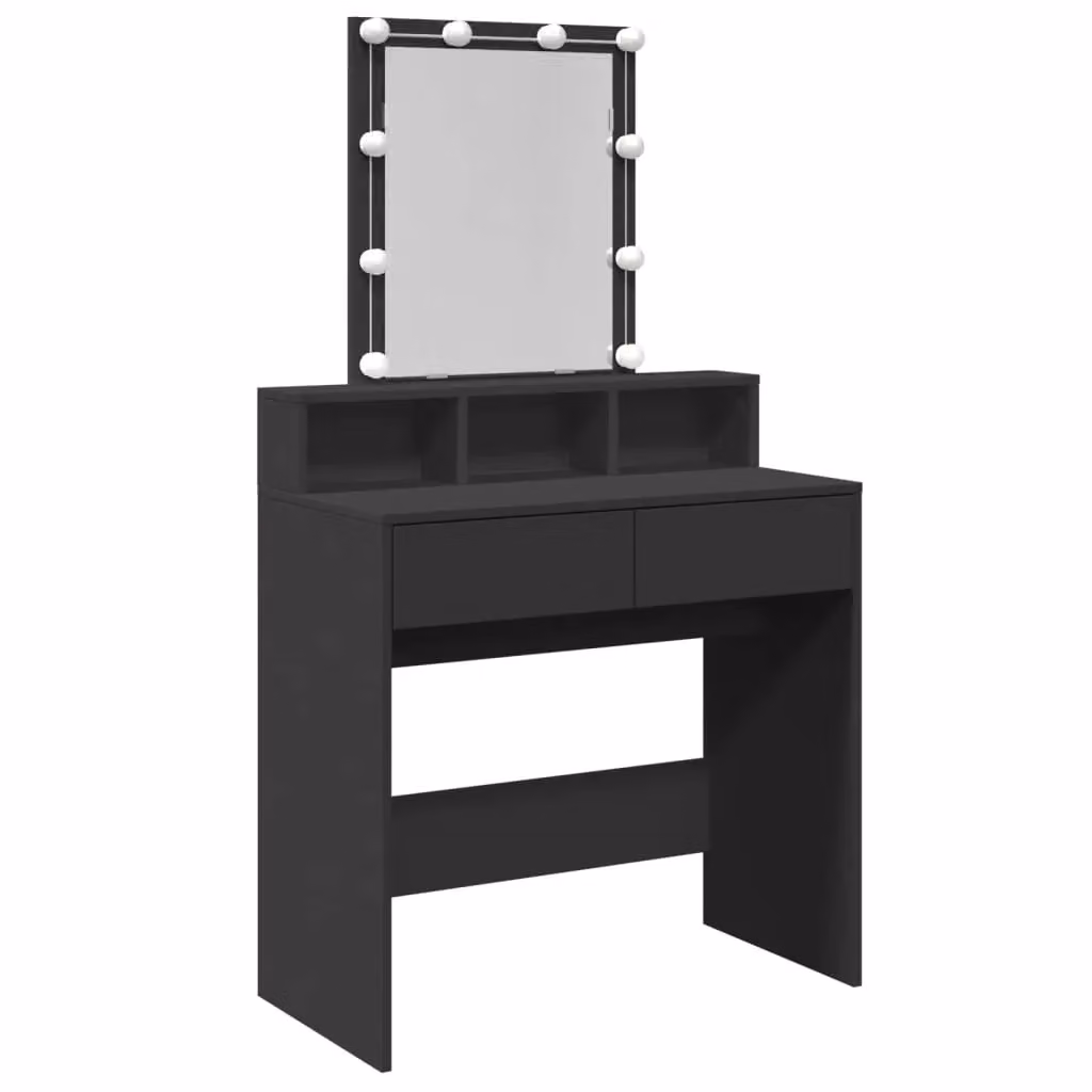 Berkfield Home Hollywood LED Dressing Table in Black, W: 80 cm, D: 41 cm, H: 144.5 cm – 2
