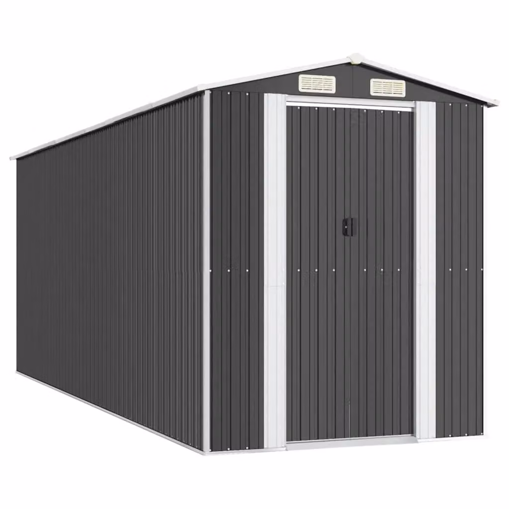 Berkfield Home Anthracite Garden Shed in Galvanised Steel, W/D/H: 192 x 523 x 223 cm – 2