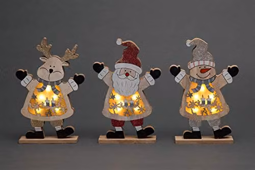 Shatchi LED Multicolour Wooden Christmas Ornaments for Indoor Table Decoration, Height: 27 cm – 1