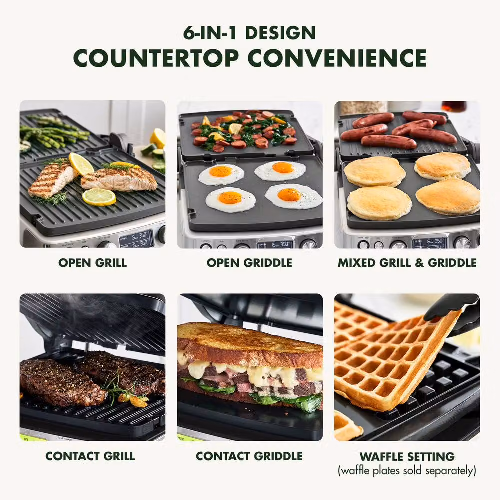 GreenPan Elite 6-in-1 Grill with PFAS-Free Ceramic Non-Stick Coating in Black – 6