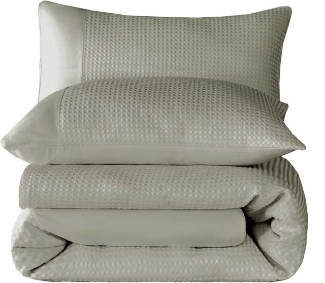 Velosso Waffle Weave Duvet Cover and Pillowcase Set in Green, King Size (W: 180 cm, L: 200 cm)