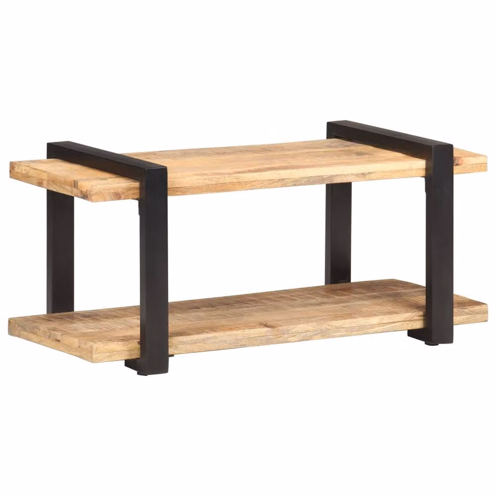 Berkfield Home Industrial TV Cabinet in Brown Mango Wood and Black Metal, W/D/H: 90 x 40 x 40 cm – 2