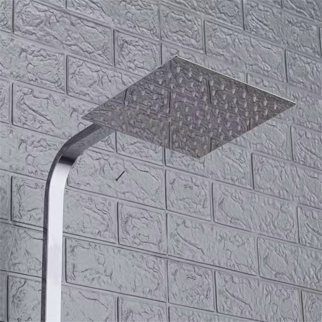 Nordara Waterfall Square Dual Shower Head with Riser Rail in Silver Ceramic – 1