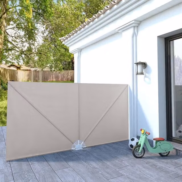 Berkfield Home Collapsible Terrace Side Awning in Beige, W/D/H: 300 x 150 x 150 cm