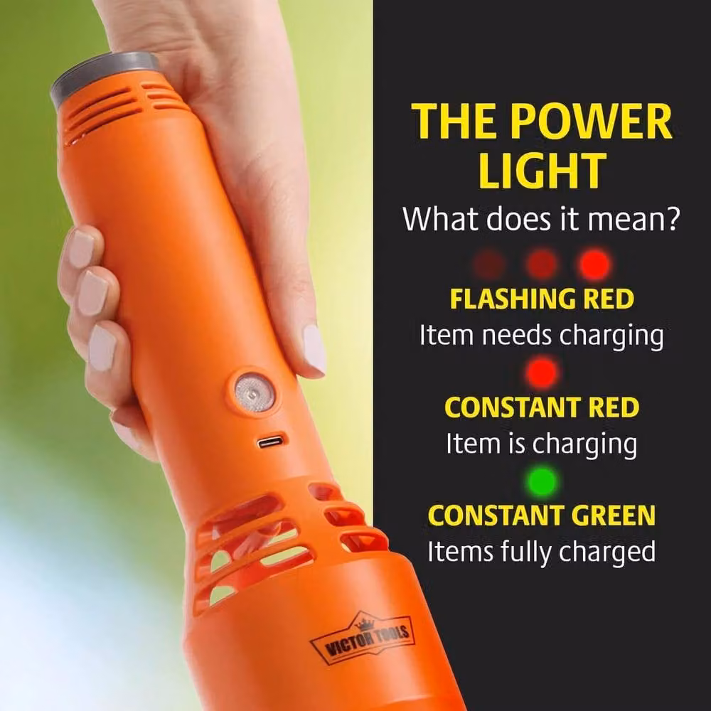 Victor Tools Cordless Leaf Blower with USB-C Rechargeable Battery, Orange – 2