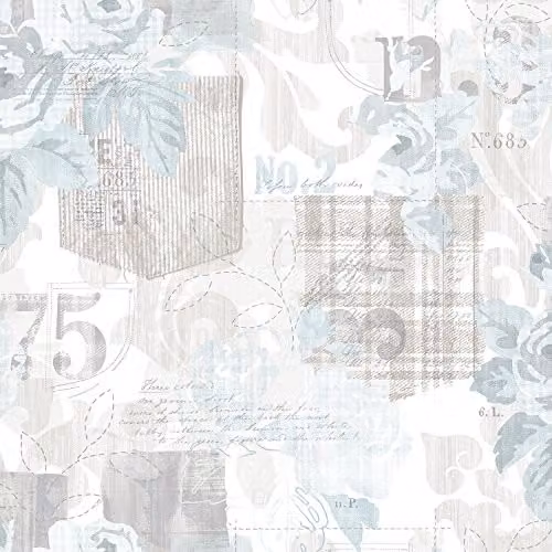 Galerie Nordic Elements Vintage Postcard Wallpaper, Light Blue, W/H: 53 x 1000 cm