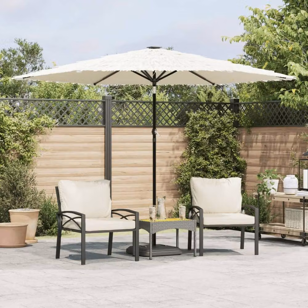 Berkfield Home Garden Parasol in White with Steel Pole, W/D/H: 288 x 288 x 225 cm – 2