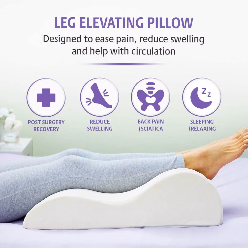 JAVA Wellness Contoured Wedge Leg Elevating Pillow with High Density Foam Support and Removable Cover in White – 2