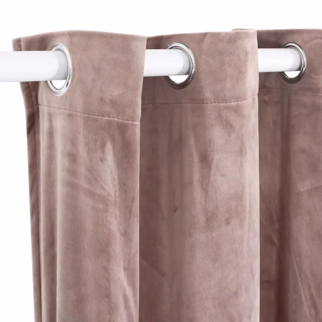Berkfield Home Antique Pink Velvet Blackout Curtain with Eyelets W: 290 cm, H: 245 cm – 2